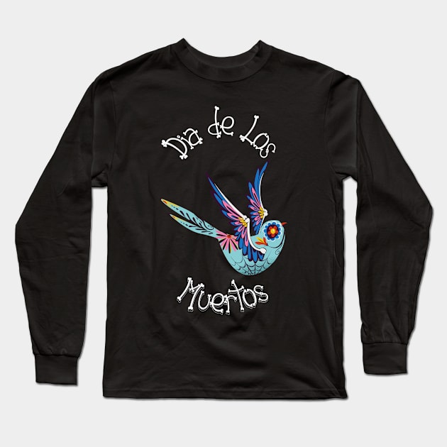 Dia de los Muertos- Sugar Candy Bird Long Sleeve T-Shirt by Rude Bee